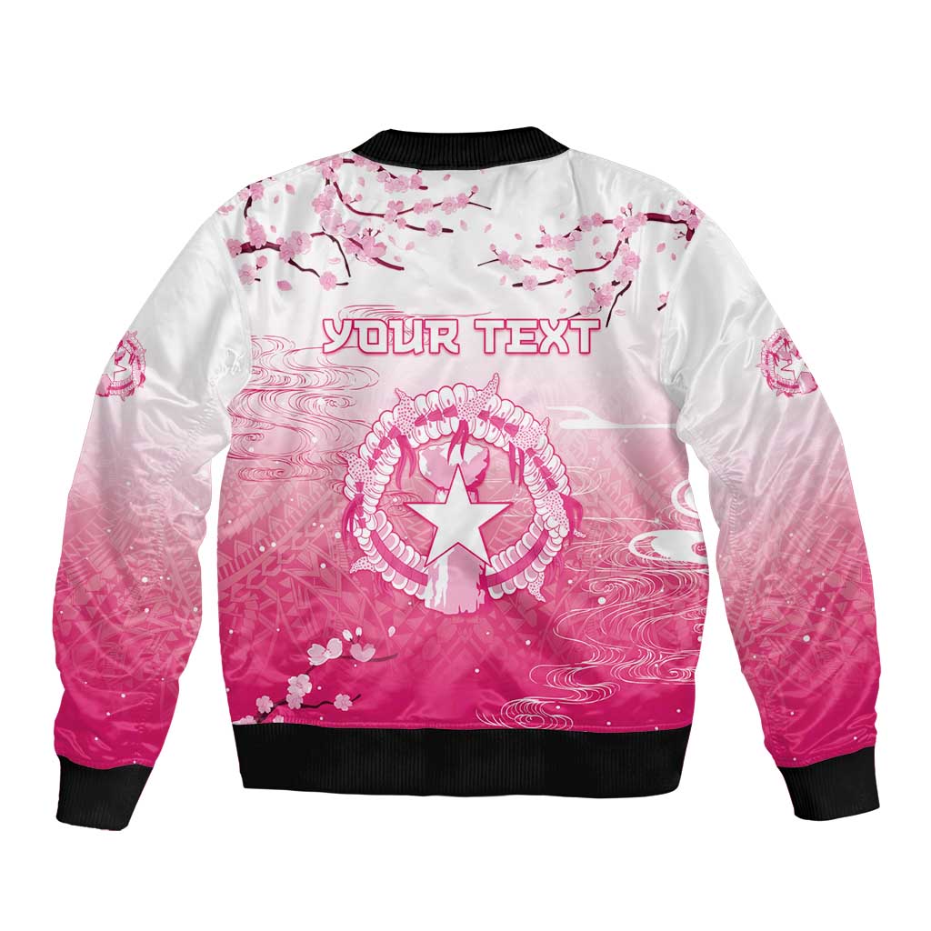 Personalized Sakura Marianas Bomber Jacket CNMI Seal LT05 - Polynesian Pride