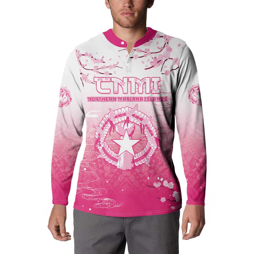 Personalized Sakura Marianas Button Sweatshirt CNMI Seal LT05 - Polynesian Pride