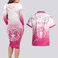Personalized Sakura Marianas Couples Matching Long Sleeve Bodycon Dress and Hawaiian Shirt CNMI Seal