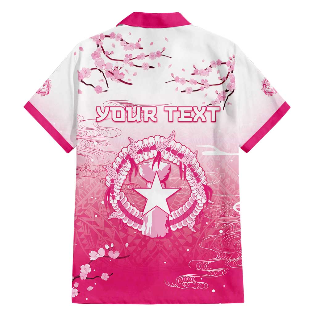 Personalized Sakura Marianas Family Matching Off Shoulder Short Dress and Hawaiian Shirt CNMI Seal LT05 - Polynesian Pride