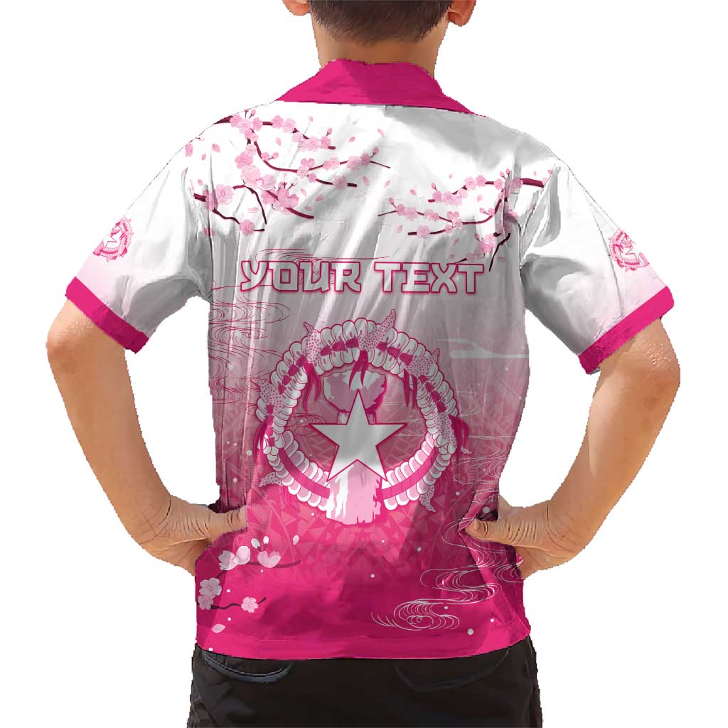 Personalized Sakura Marianas Family Matching Short Sleeve Bodycon Dress and Hawaiian Shirt CNMI Seal