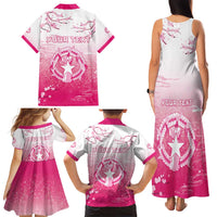 Personalized Sakura Marianas Family Matching Tank Maxi Dress and Hawaiian Shirt CNMI Seal LT05 - Polynesian Pride