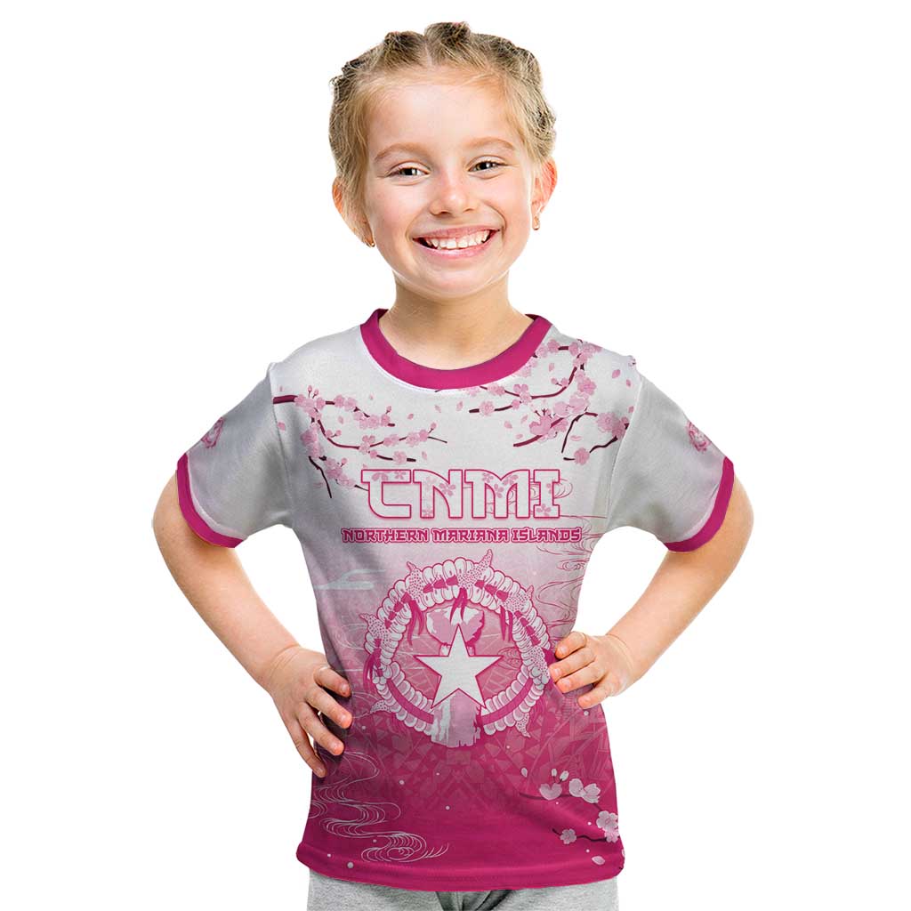 Personalized Sakura Marianas Kid T Shirt CNMI Seal LT05 Pink - Polynesian Pride