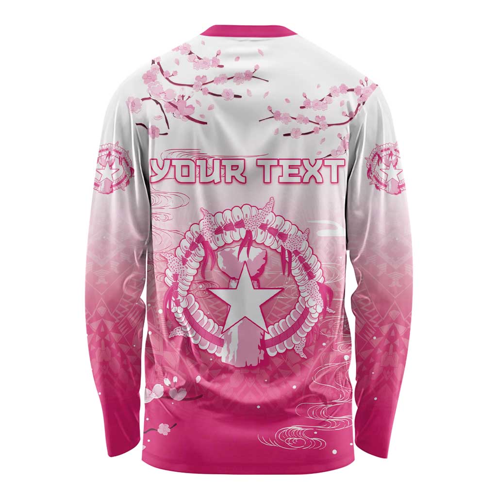 Personalized Sakura Marianas Long Sleeve Shirt CNMI Seal LT05 - Polynesian Pride