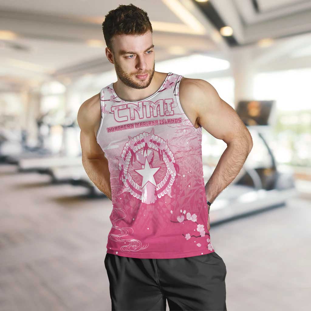 Personalized Sakura Marianas Men Tank Top CNMI Seal LT05 Pink - Polynesian Pride