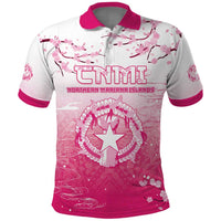 Personalized Sakura Marianas Polo Shirt CNMI Seal LT05 Pink - Polynesian Pride