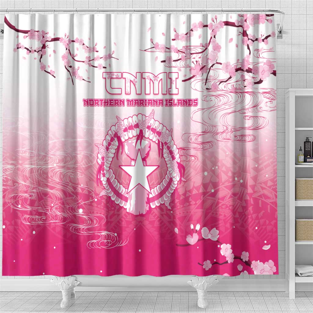 Sakura Marianas Shower Curtain CNMI Seal