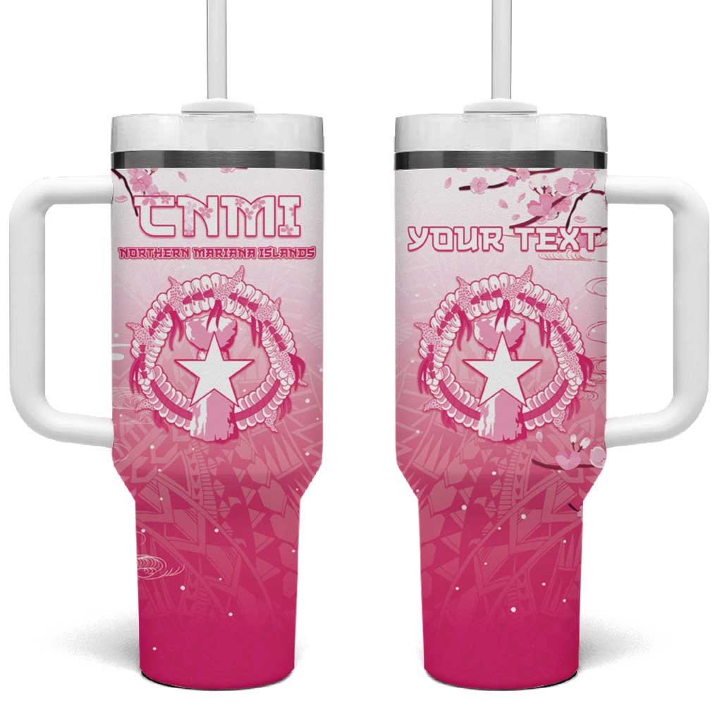 Personalized Sakura Marianas Tumbler With Handle CNMI Seal