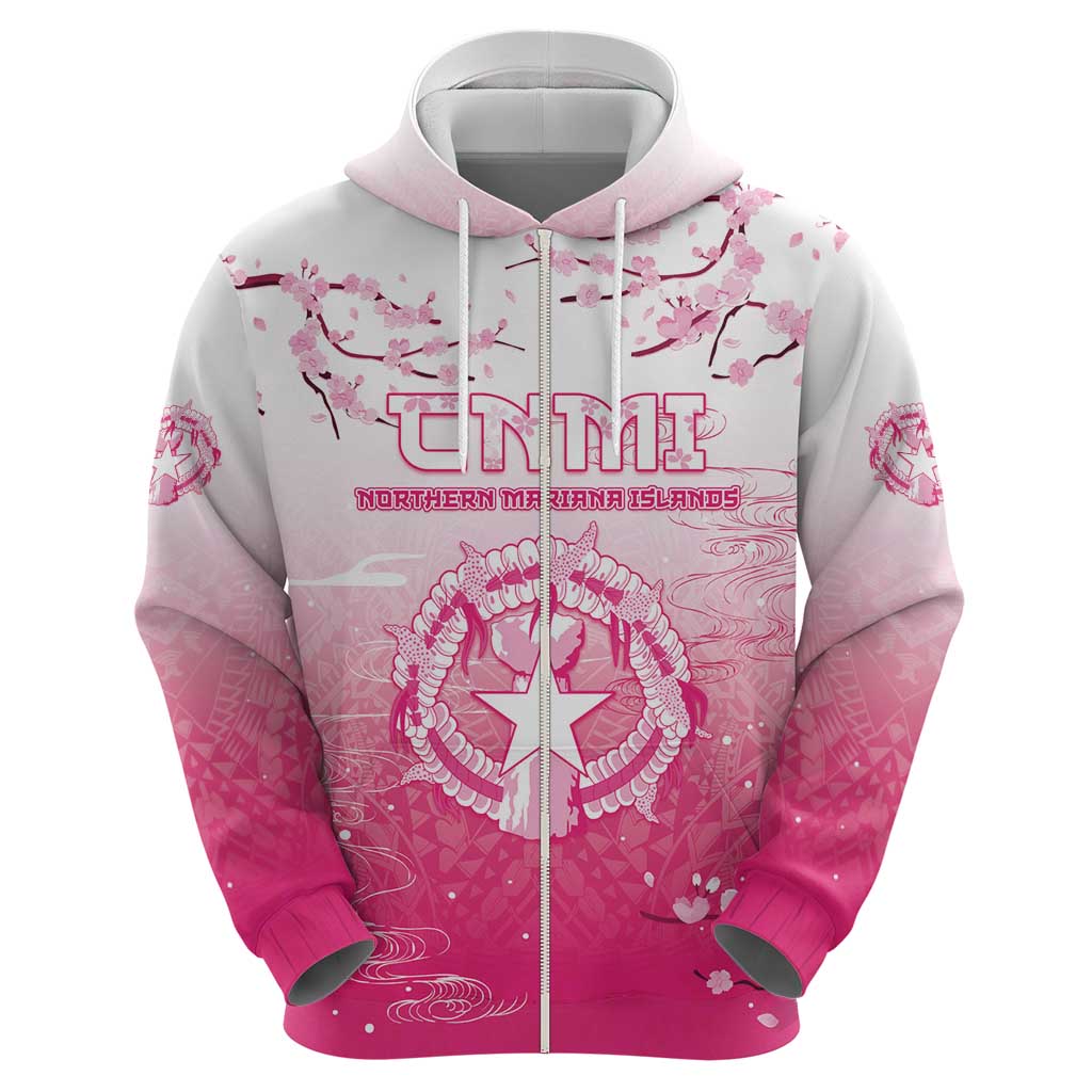 Personalized Sakura Marianas Zip Hoodie CNMI Seal LT05 - Polynesian Pride