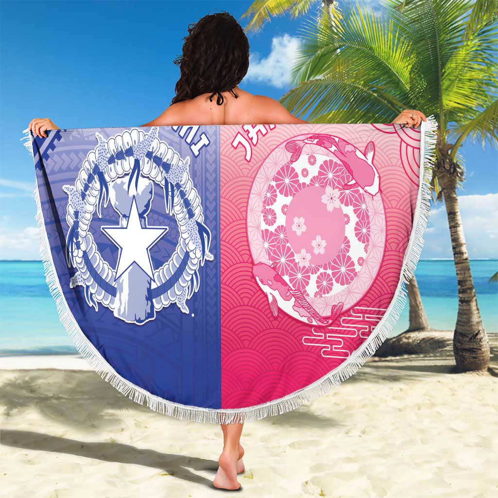 Northern Mariana Islands And Japan Together Beach Blanket
