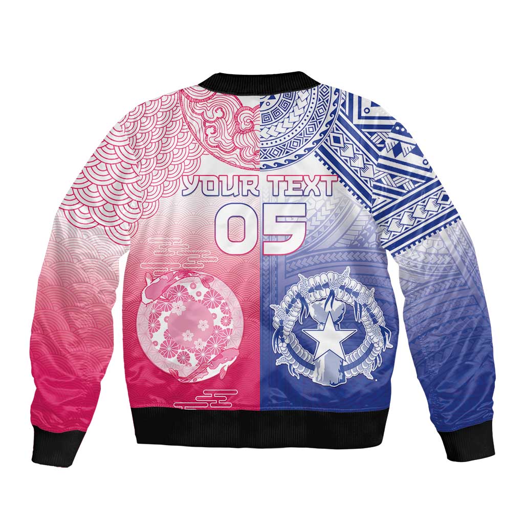 Custom Northern Mariana Islands And Japan Together Bomber Jacket LT05 - Polynesian Pride