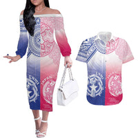 Custom Northern Mariana Islands And Japan Together Couples Matching Off The Shoulder Long Sleeve Dress and Hawaiian Shirt