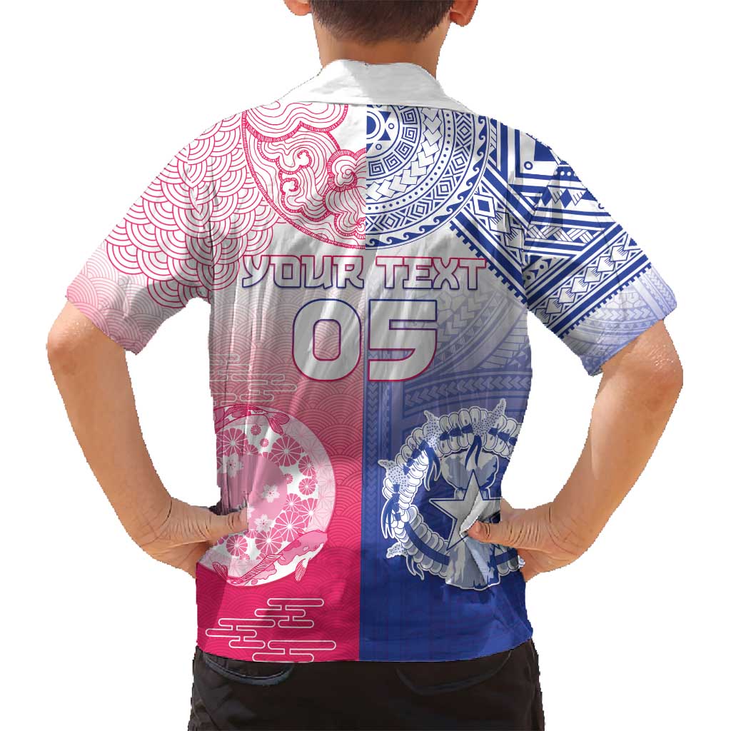 Custom Northern Mariana Islands And Japan Together Family Matching Long Sleeve Bodycon Dress and Hawaiian Shirt