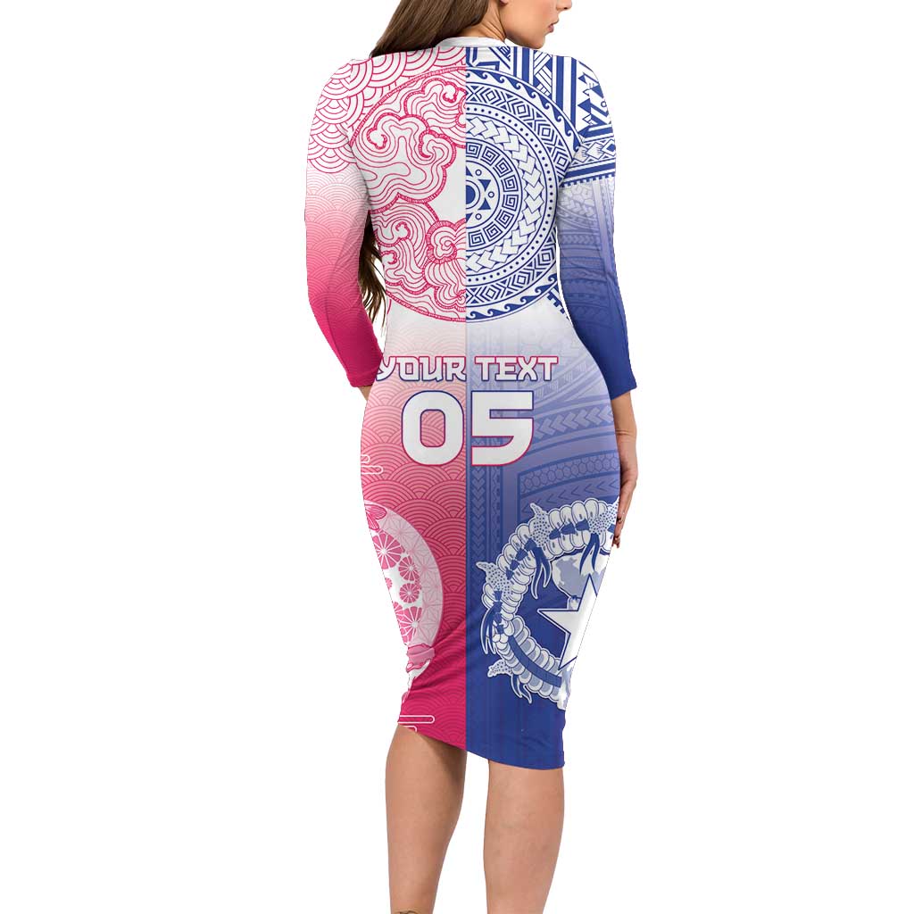 Custom Northern Mariana Islands And Japan Together Family Matching Long Sleeve Bodycon Dress and Hawaiian Shirt