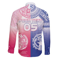 Custom Northern Mariana Islands And Japan Together Family Matching Off The Shoulder Long Sleeve Dress and Hawaiian Shirt