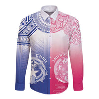 Custom Northern Mariana Islands And Japan Together Long Sleeve Button Shirt LT05 Unisex White - Polynesian Pride