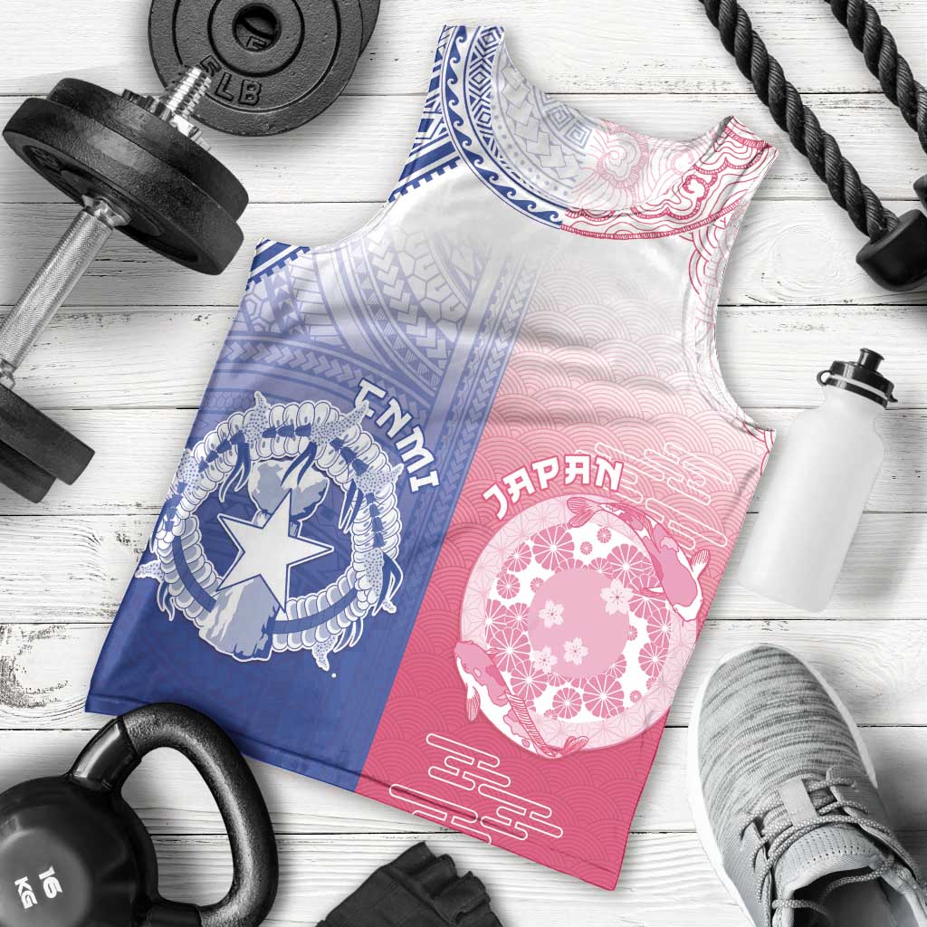 Custom Northern Mariana Islands And Japan Together Men Tank Top