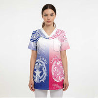 Custom Northern Mariana Islands And Japan Together Scrub Top - Polynesian Pride