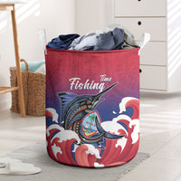 Guam Blue Marlin Fishing Laundry Basket Polynesian Style