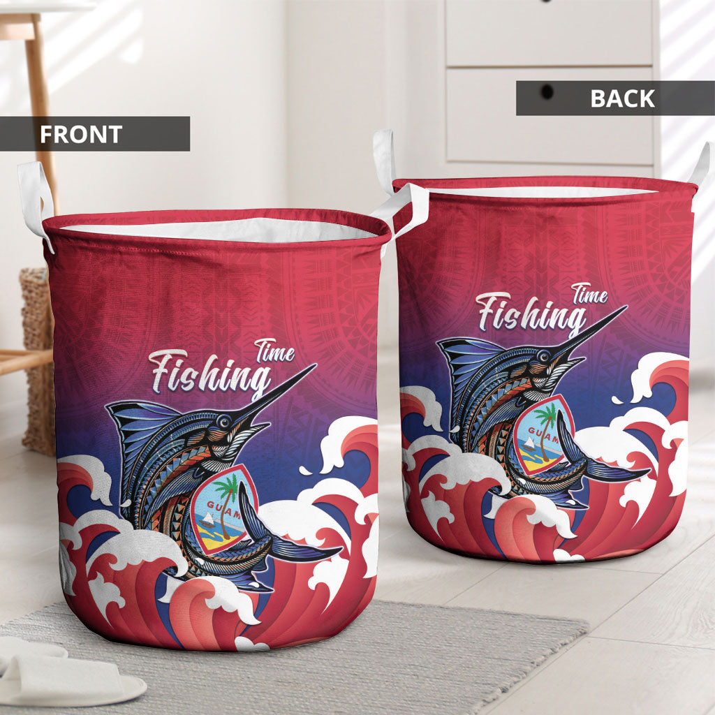 Guam Blue Marlin Fishing Laundry Basket Polynesian Style