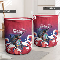 Guam Blue Marlin Fishing Laundry Basket Polynesian Style