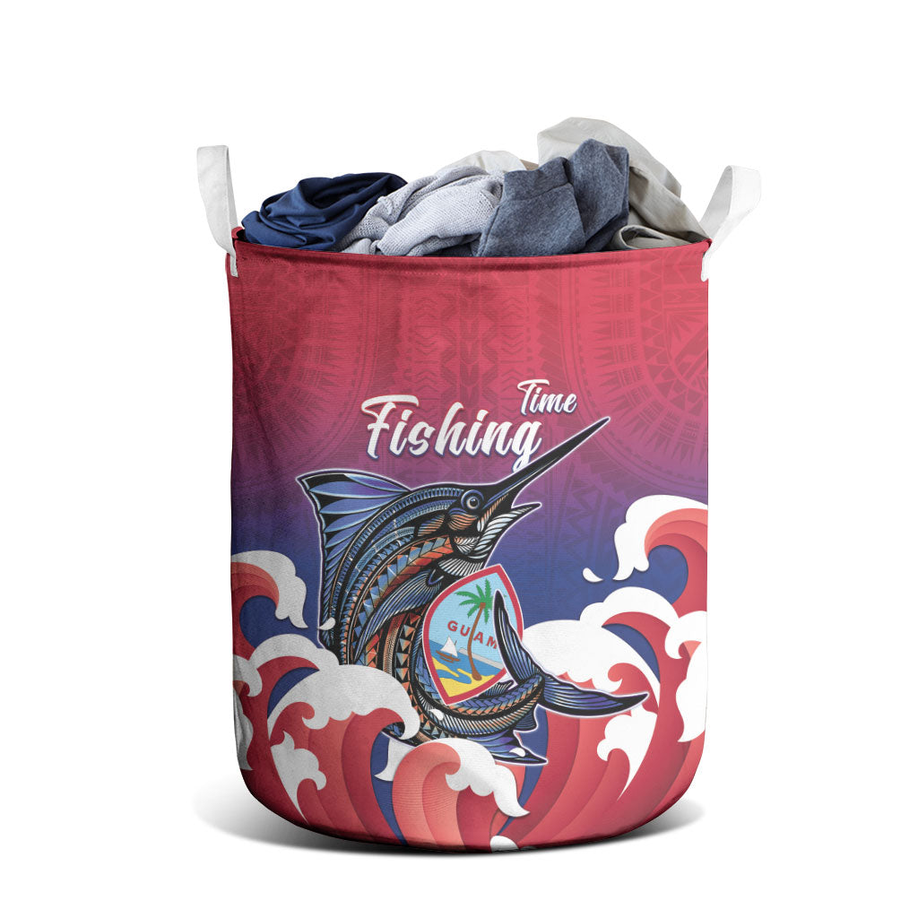 Guam Blue Marlin Fishing Laundry Basket Polynesian Style