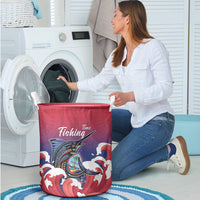Guam Blue Marlin Fishing Laundry Basket Polynesian Style