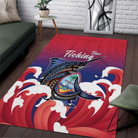 Guam Blue Marlin Fishing Area Rug Polynesian Style