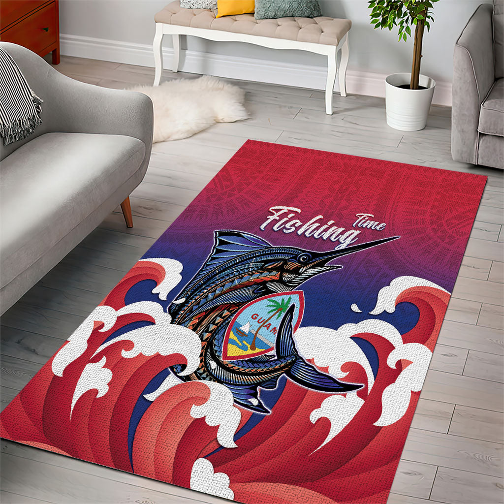 Guam Blue Marlin Fishing Area Rug Polynesian Style