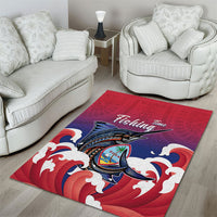 Guam Blue Marlin Fishing Area Rug Polynesian Style