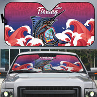 Guam Blue Marlin Fishing Auto Sun Shade Polynesian Style
