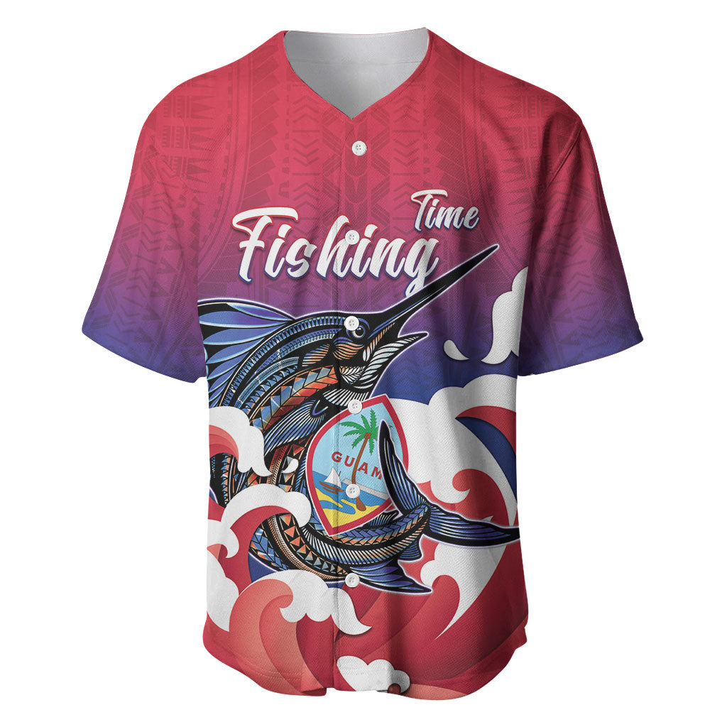 Guam Blue Marlin Fishing Baseball Jersey Polynesian Style