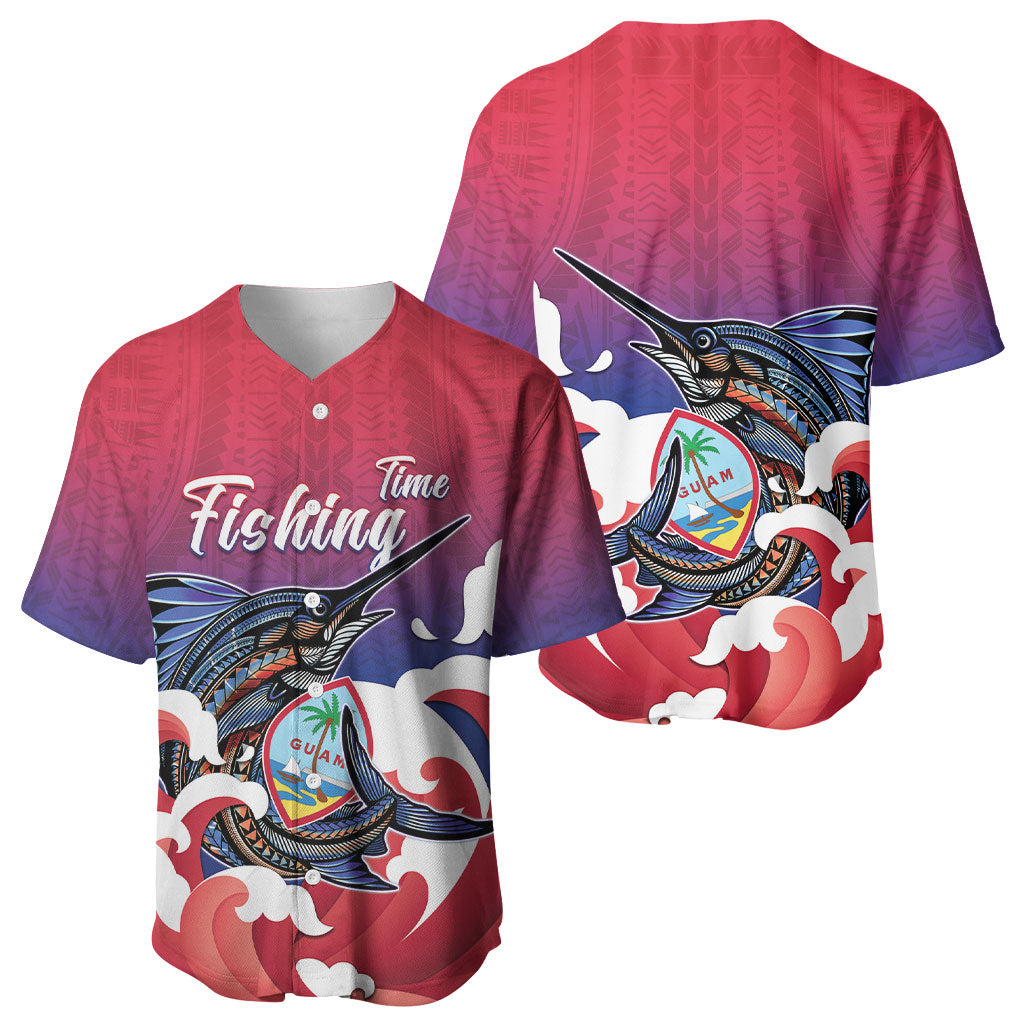Guam Blue Marlin Fishing Baseball Jersey Polynesian Style