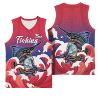 Guam Blue Marlin Fishing Basketball Jersey Polynesian Style