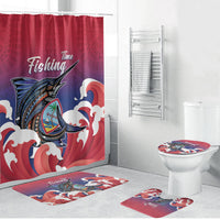 Guam Blue Marlin Fishing Bathroom Set Polynesian Style