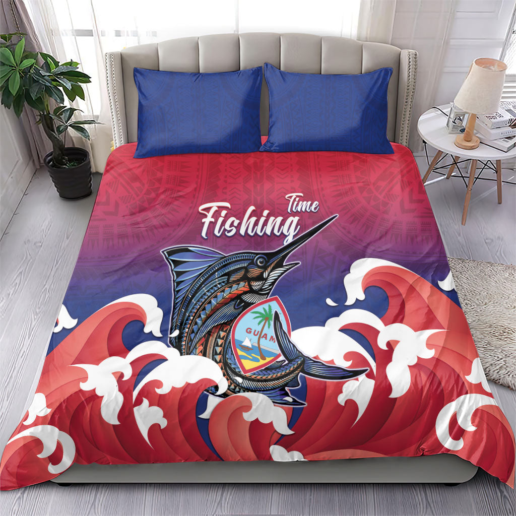 Guam Blue Marlin Fishing Bedding Set Polynesian Style