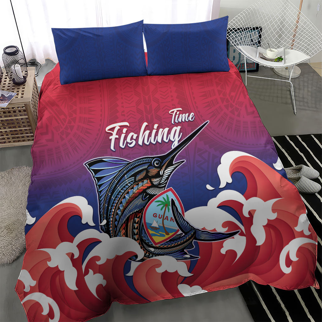 Guam Blue Marlin Fishing Bedding Set Polynesian Style