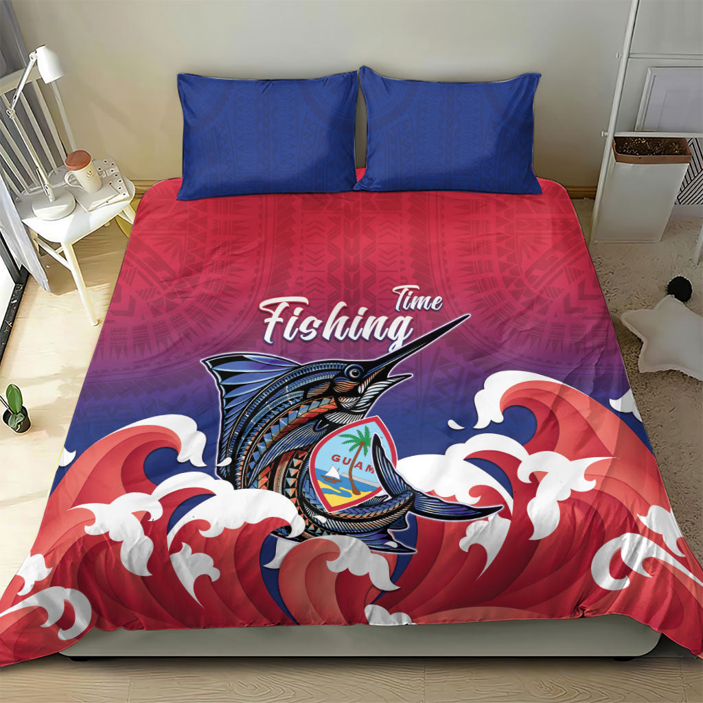 Guam Blue Marlin Fishing Bedding Set Polynesian Style