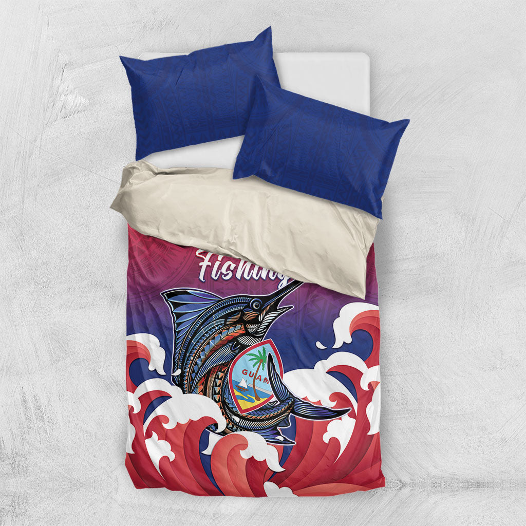 Guam Blue Marlin Fishing Bedding Set Polynesian Style