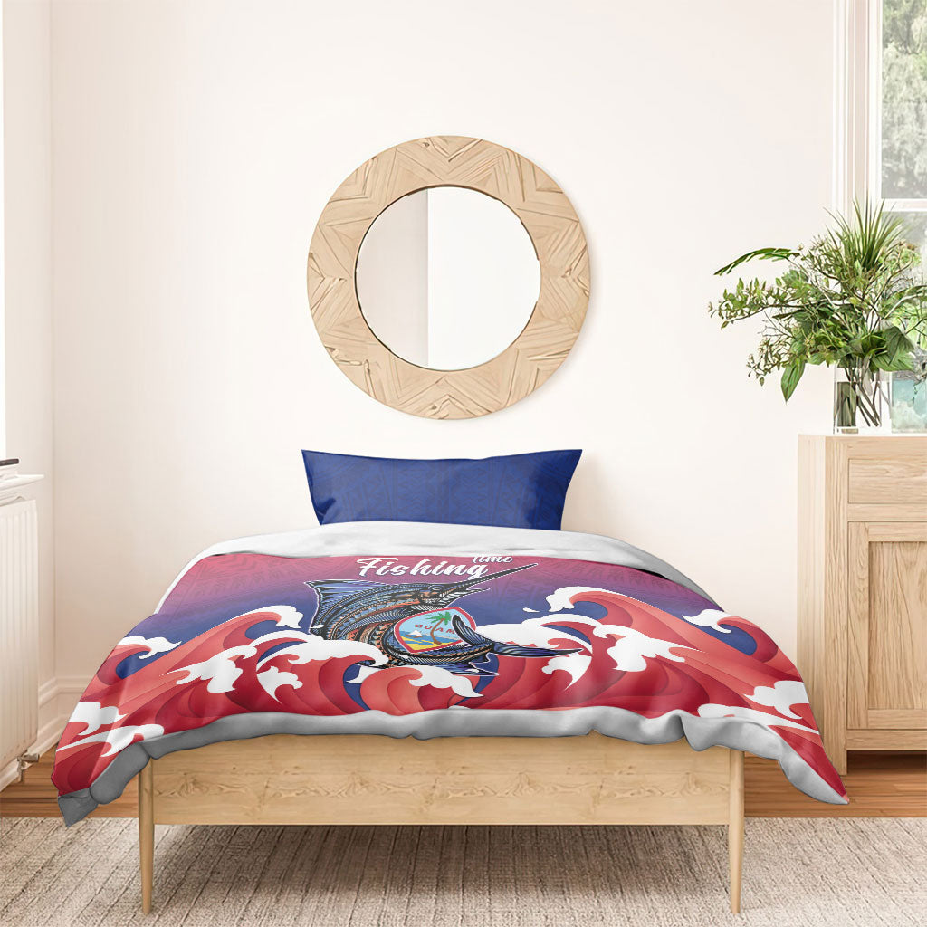 Guam Blue Marlin Fishing Bedding Set Polynesian Style