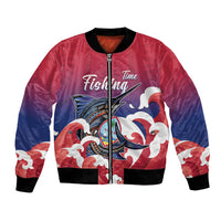 Guam Blue Marlin Fishing Bomber Jacket Polynesian Style