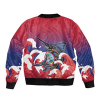 Guam Blue Marlin Fishing Bomber Jacket Polynesian Style