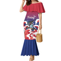 Guam Blue Marlin Fishing Family Matching Mermaid Dress and Hawaiian Shirt Polynesian Style LT05 Mom's Dress Red - Polynesian Pride