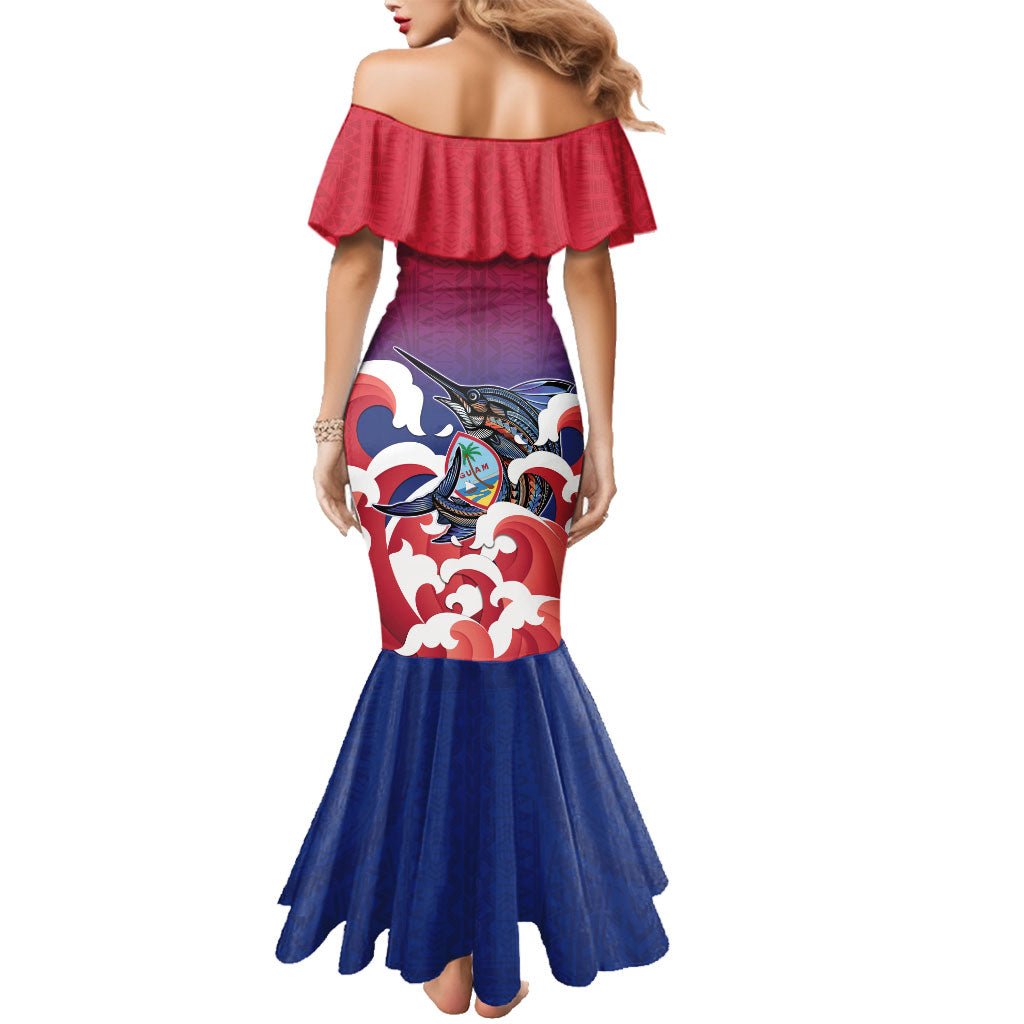 Guam Blue Marlin Fishing Family Matching Mermaid Dress and Hawaiian Shirt Polynesian Style LT05 - Polynesian Pride
