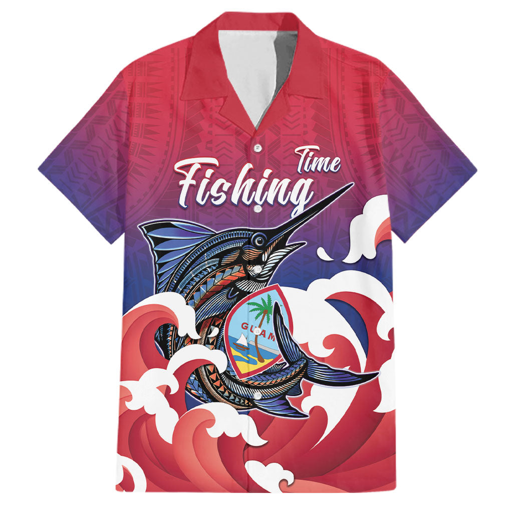 Guam Blue Marlin Fishing Family Matching Off Shoulder Maxi Dress and Hawaiian Shirt Polynesian Style