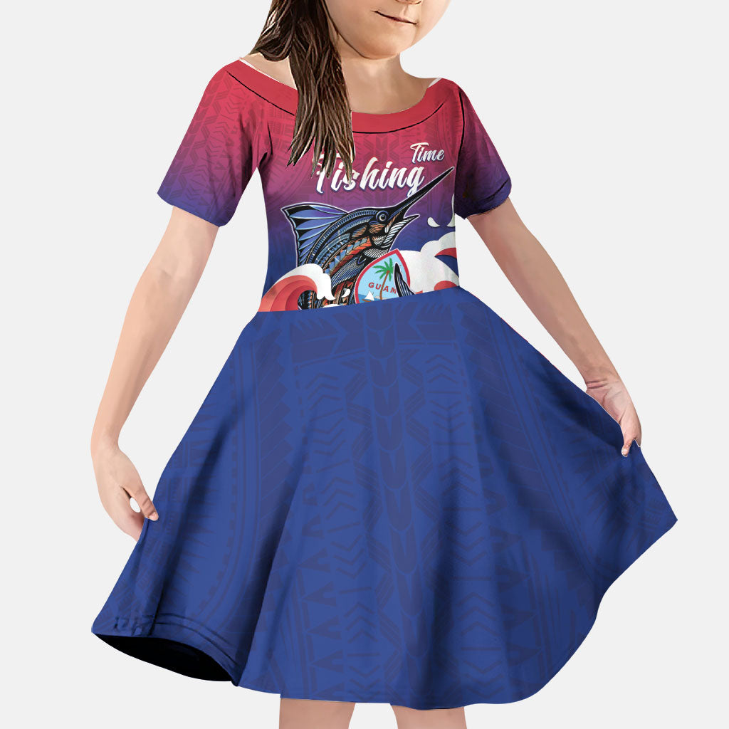 Guam Blue Marlin Fishing Family Matching Summer Maxi Dress and Hawaiian Shirt Polynesian Style