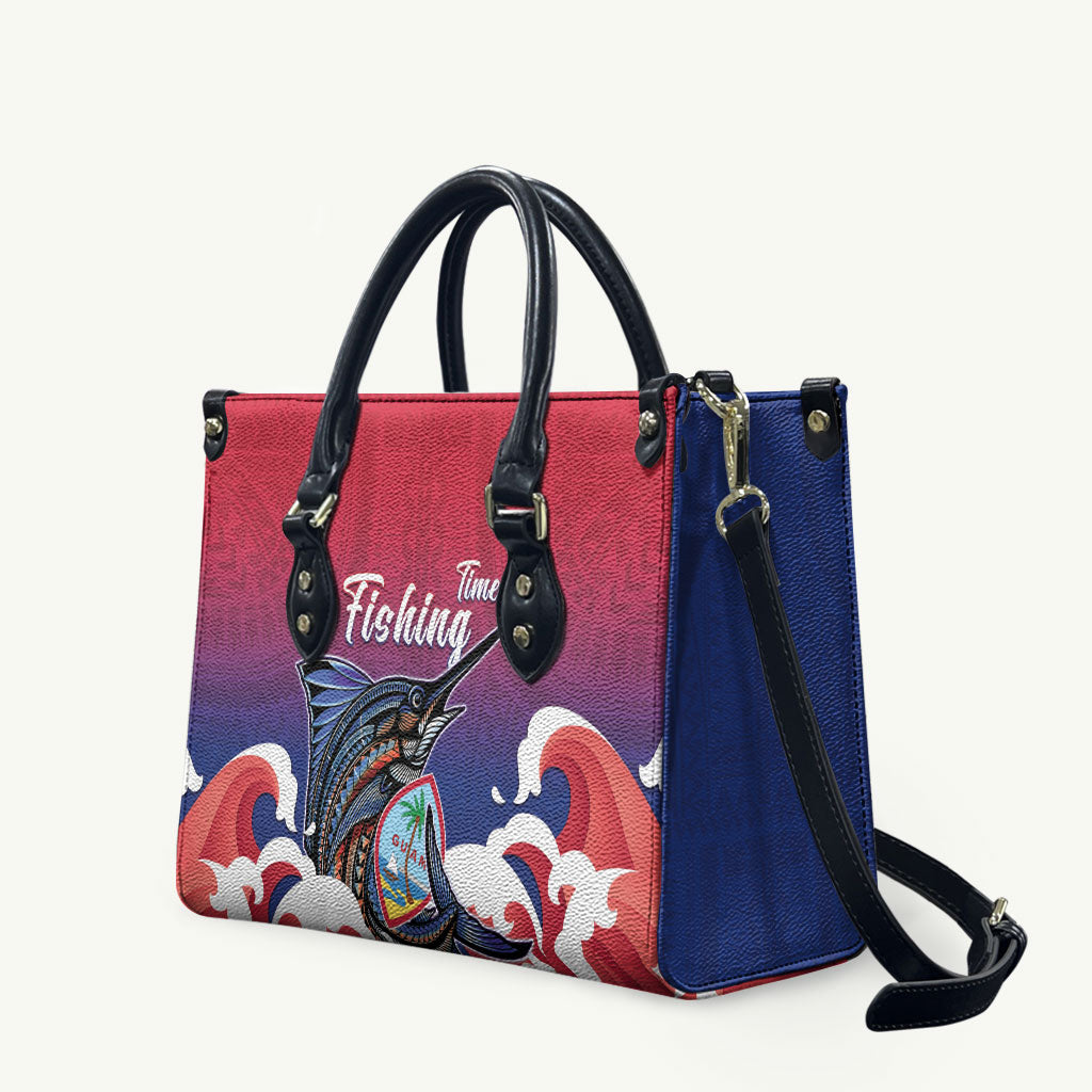 Guam Blue Marlin Fishing Leather Bag Polynesian Style LT05 Red - Polynesian Pride