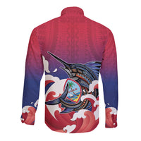 Guam Blue Marlin Fishing Long Sleeve Button Shirt Polynesian Style