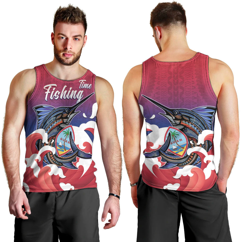 Guam Blue Marlin Fishing Men Tank Top Polynesian Style LT05 - Polynesian Pride