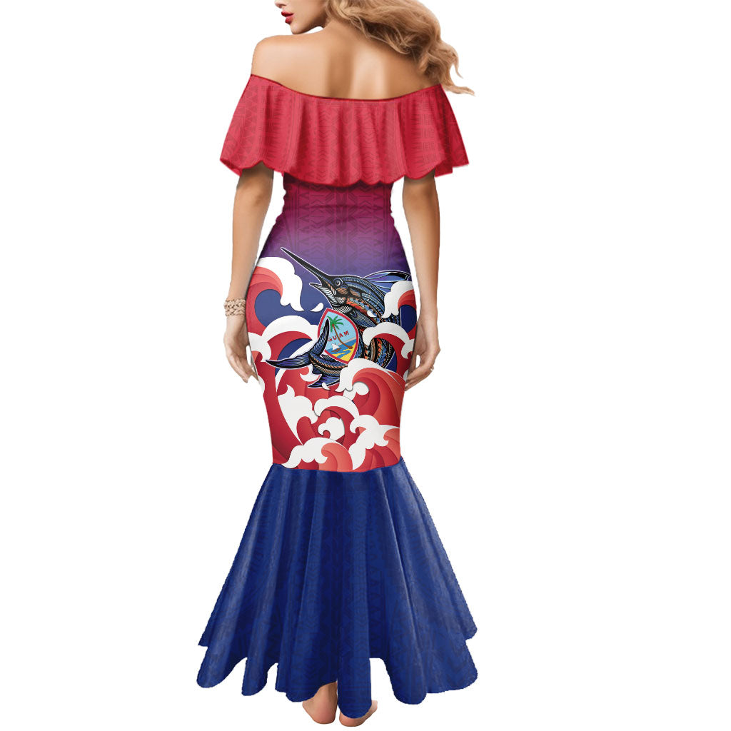 Guam Blue Marlin Fishing Mermaid Dress Polynesian Style